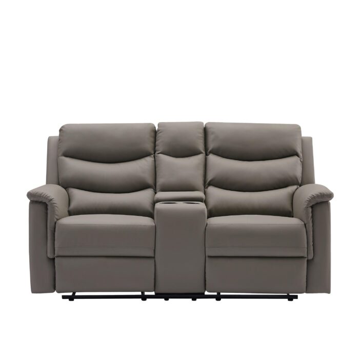 WIIS' IDEA™ Modern PU Leather Loveseat Motion Sofa With Storage Console - Grey