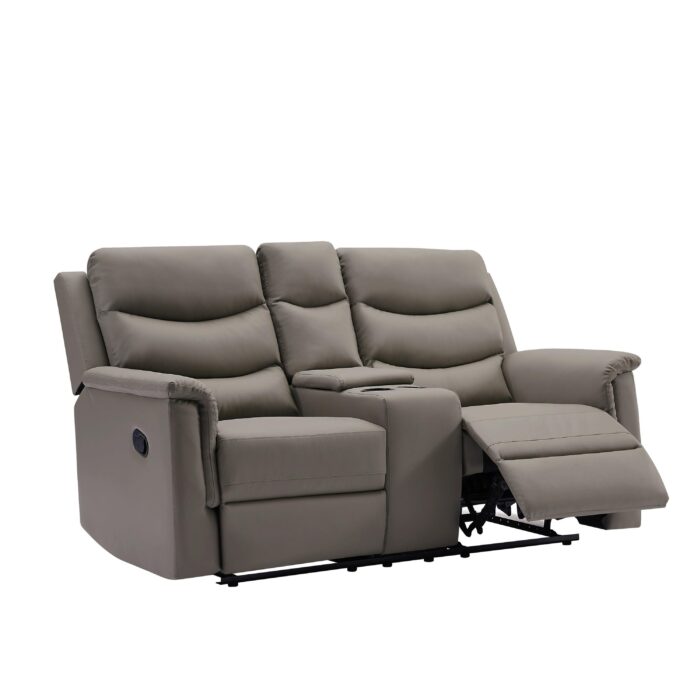 WIIS' IDEA™ Modern PU Leather Loveseat Motion Sofa With Storage Console - Grey