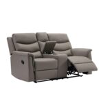 WIIS' IDEA™ Modern PU Leather Loveseat Motion Sofa With Storage Console - Grey