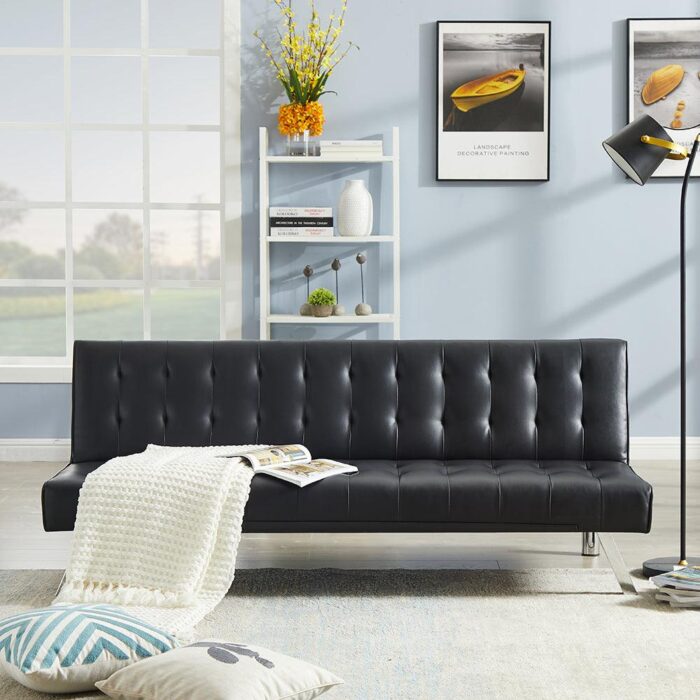 WIIS' IDEA™ Modern PU Leather Sleeper Sofa Bed - Black - WIIS' IDEA™ | Original Furniture Online Store