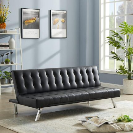 WIIS' IDEA™ Modern PU Leather Sleeper Sofa Bed - Black - WIIS' IDEA™ | Original Furniture Online Store