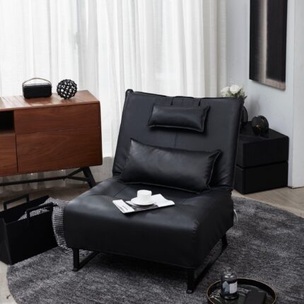 WIIS' IDEA™ Modern  Recliner Comfortable Leather Leisure Sofa - Black