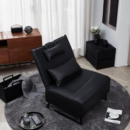 WIIS' IDEA™ Modern  Recliner Comfortable Leather Leisure Sofa - Black