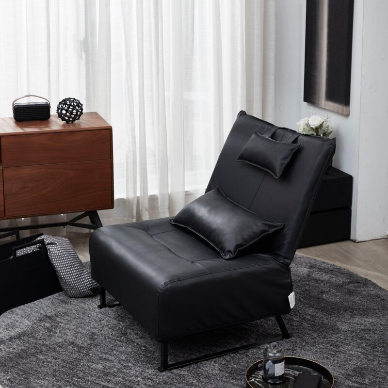 WIIS' IDEA™ Modern  Recliner Comfortable Leather Leisure Sofa - Black