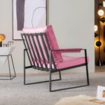 Modern Relax Single Armchair With Velvet Cushion - Pink