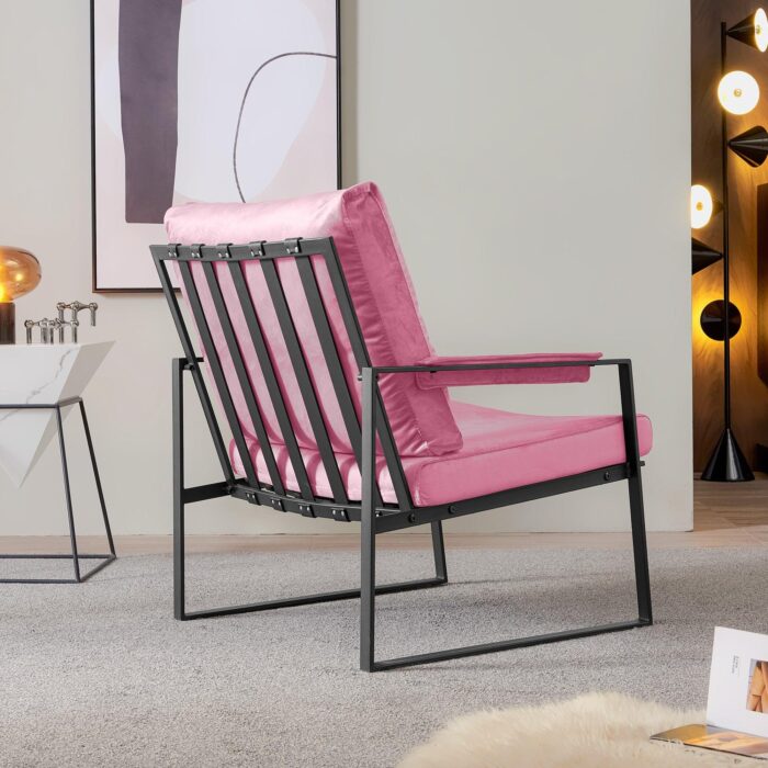 Modern Relax Single Armchair With Velvet Cushion - Pink