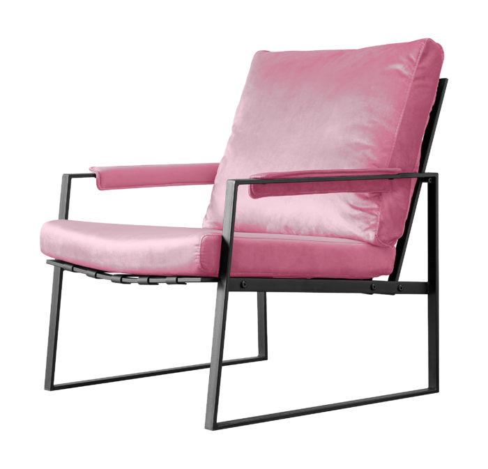 Modern Relax Single Armchair With Velvet Cushion - Pink