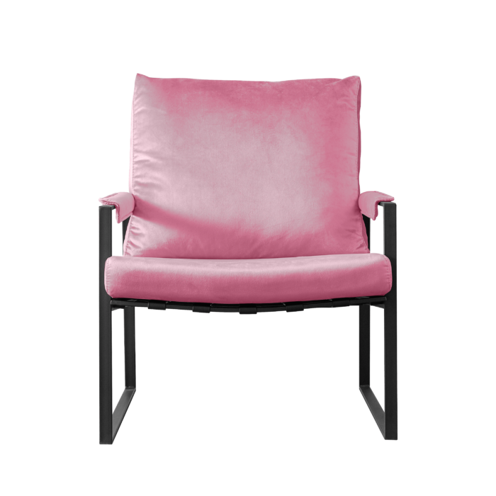 Modern Relax Single Armchair With Velvet Cushion - Pink