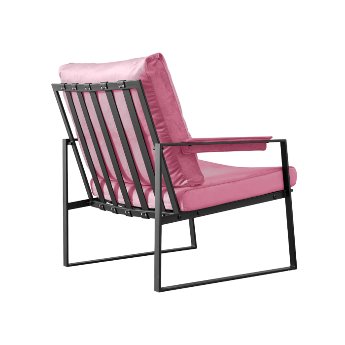 Modern Relax Single Armchair With Velvet Cushion - Pink