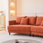 Modern Style Sectional Polyester Sofa With Right Hand Facing Chaise - Orange