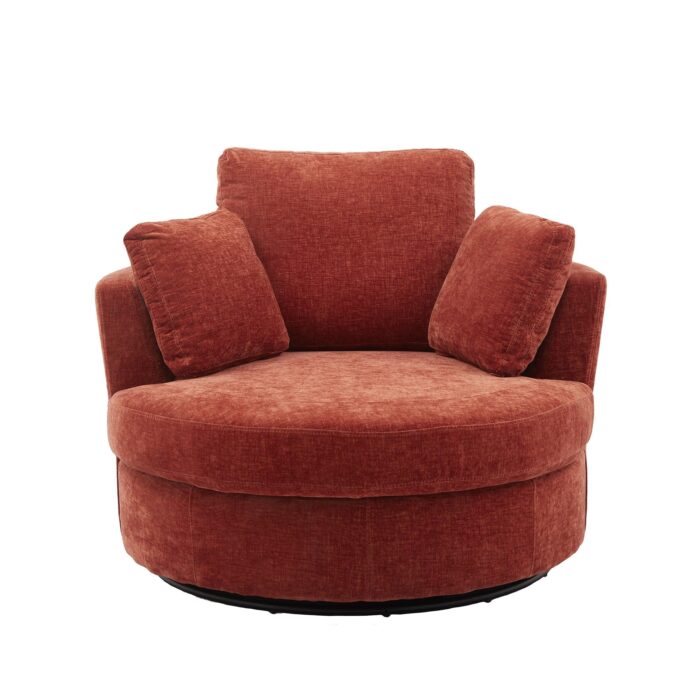 WIIS' IDEA™ Modern Swivel Armchair Sofa With 3 Pillows - Terracotta