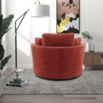 WIIS' IDEA™ Modern Swivel Armchair Sofa With 3 Pillows - Terracotta