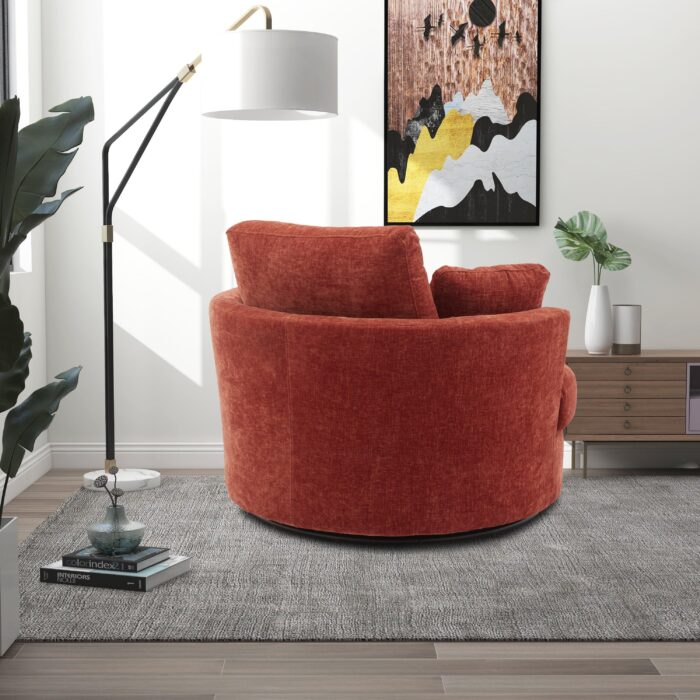 WIIS' IDEA™ Modern Swivel Armchair Sofa With 3 Pillows - Terracotta