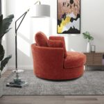 WIIS' IDEA™ Modern Swivel Armchair Sofa With 3 Pillows - Terracotta