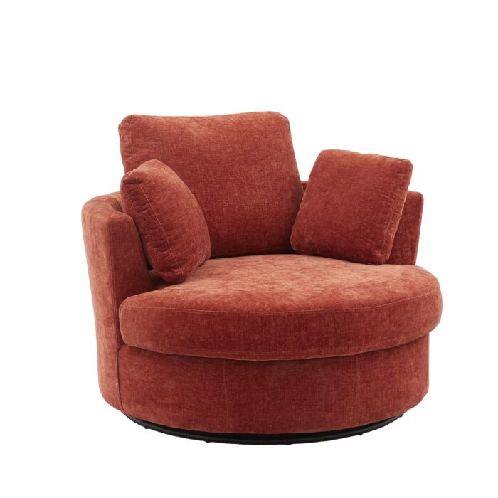 WIIS' IDEA™ Modern Swivel Armchair Sofa With 3 Pillows - Terracotta