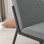 WIIS' IDEA™ Modern Upholstered Linen Armchair With Ottoman - Grey