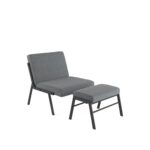 WIIS' IDEA™ Modern Upholstered Linen Armchair With Ottoman - Grey