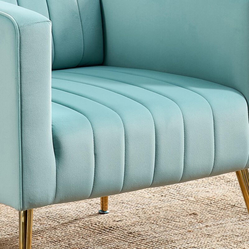 WIIS' IDEA™ Modern Velvet Armchair With Gold Metal Legs - Blue - WIIS' IDEA™ | Original Furniture Online Store