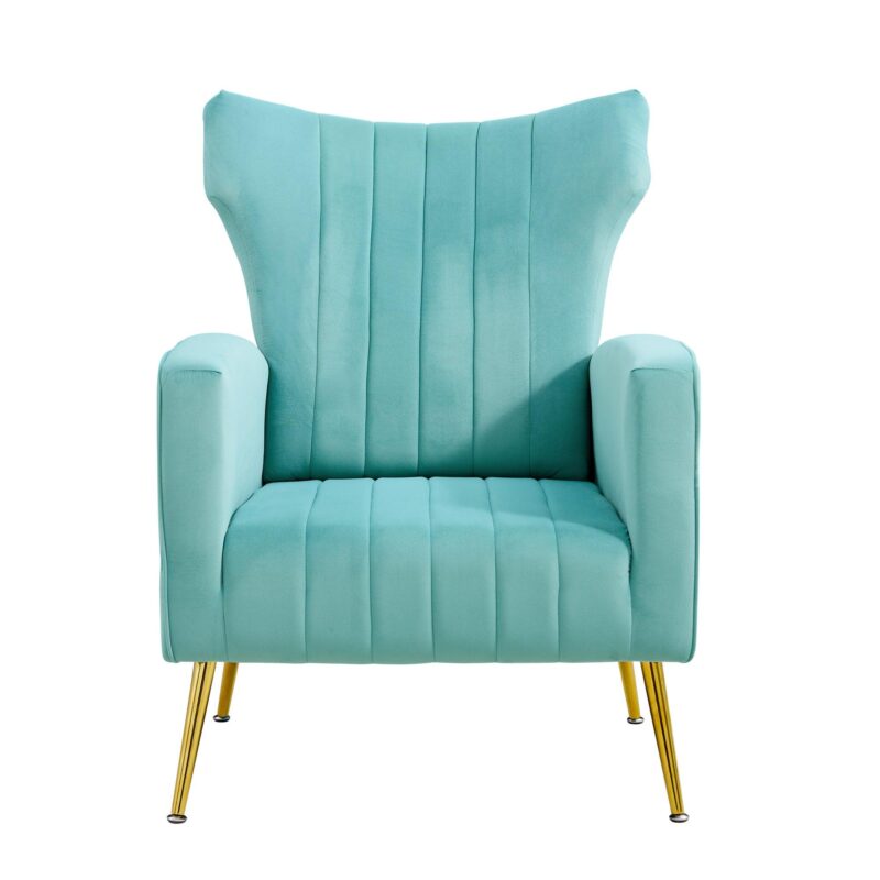 WIIS' IDEA™ Modern Velvet Armchair With Gold Metal Legs - Blue - WIIS' IDEA™ | Original Furniture Online Store