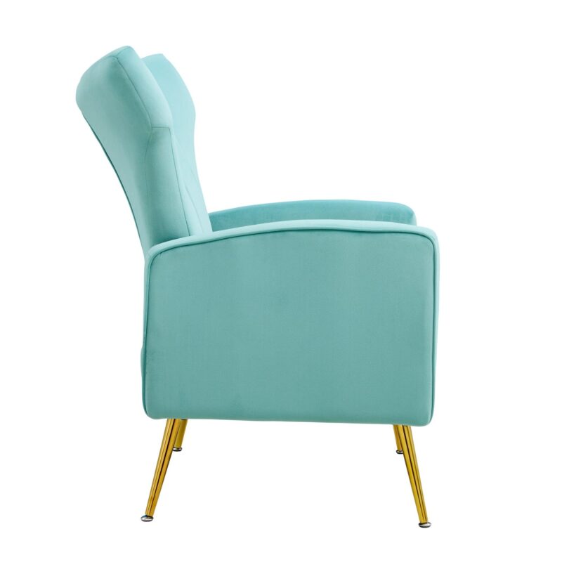 WIIS' IDEA™ Modern Velvet Armchair With Gold Metal Legs - Blue - WIIS' IDEA™ | Original Furniture Online Store