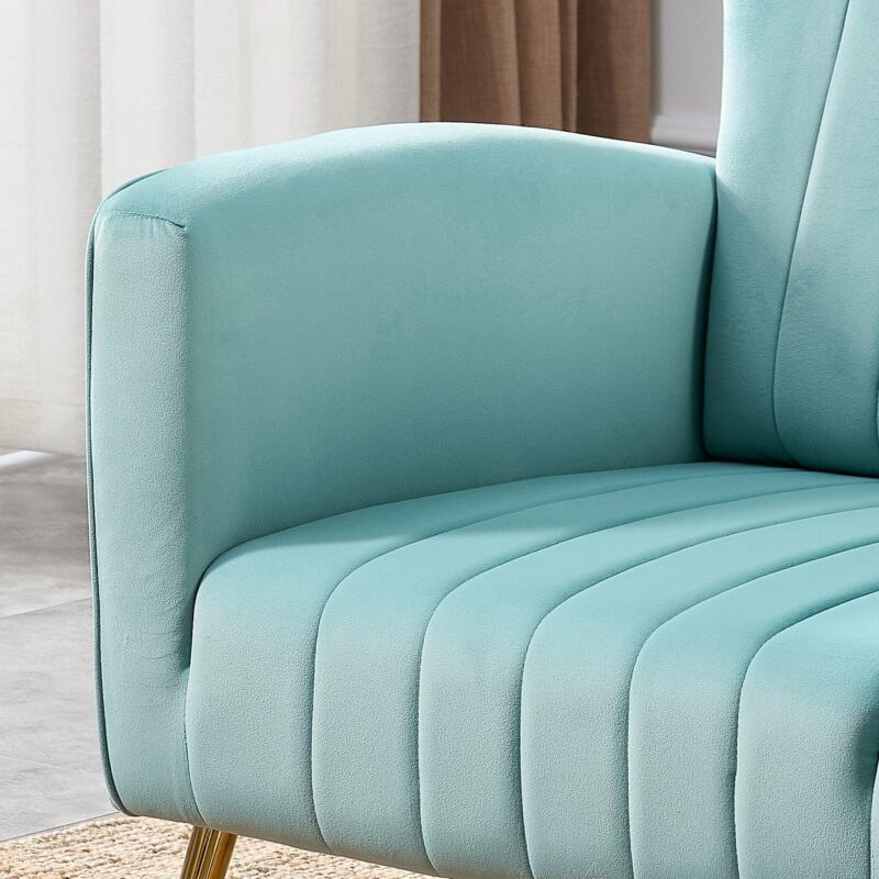 WIIS' IDEA™ Modern Velvet Armchair With Gold Metal Legs - Blue - WIIS' IDEA™ | Original Furniture Online Store