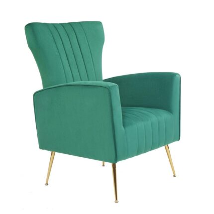 WIIS' IDEA™ Modern Velvet Armchair With Gold Metal Legs - Green