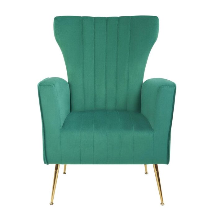 WIIS' IDEA™ Modern Velvet Armchair With Gold Metal Legs - Green