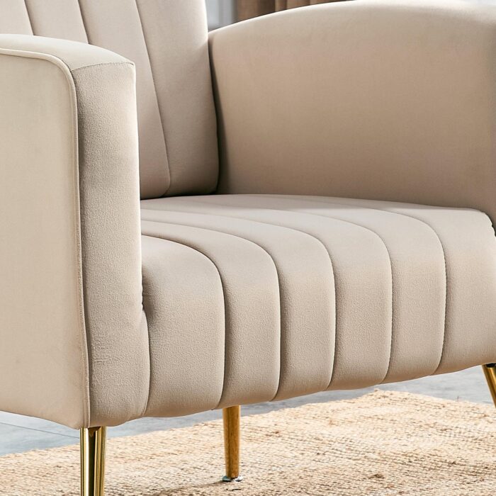 WIIS' IDEA™ Modern Velvet Armchair With Gold Metal Legs - Grey - WIIS' IDEA™ | Original Furniture Online Store