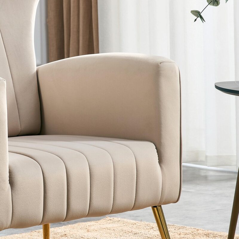 WIIS' IDEA™ Modern Velvet Armchair With Gold Metal Legs - Grey - WIIS' IDEA™ | Original Furniture Online Store