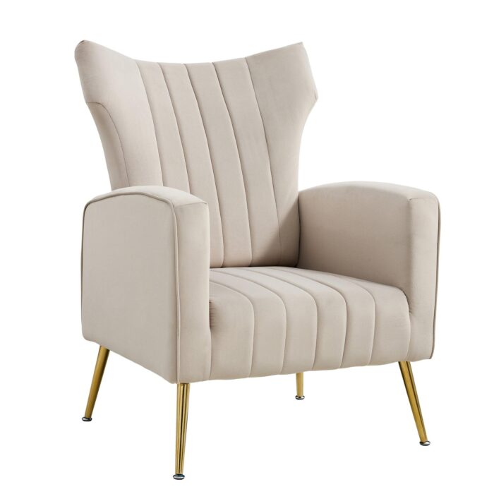 WIIS' IDEA™ Modern Velvet Armchair With Gold Metal Legs - Grey - WIIS' IDEA™ | Original Furniture Online Store