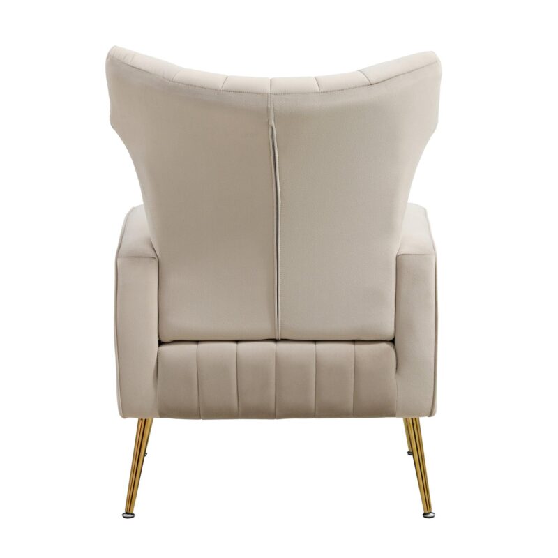 WIIS' IDEA™ Modern Velvet Armchair With Gold Metal Legs - Grey - WIIS' IDEA™ | Original Furniture Online Store