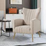 WIIS' IDEA™ Modern Velvet Armchair With Gold Metal Legs - Grey - WIIS' IDEA™ | Original Furniture Online Store