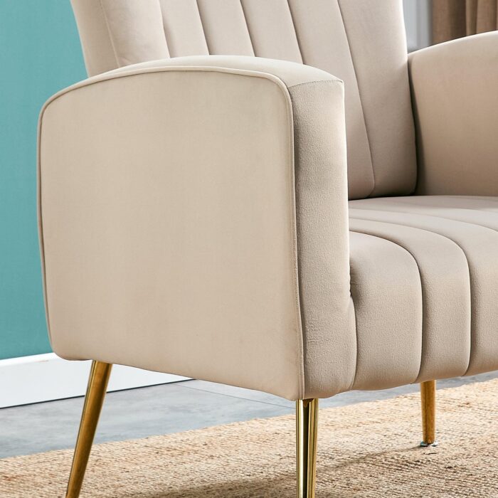 WIIS' IDEA™ Modern Velvet Armchair With Gold Metal Legs - Grey - WIIS' IDEA™ | Original Furniture Online Store