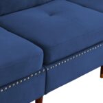 WIIS' IDEA™ Modern Velvet L-Shaped Sectional Sofa Couch With Ottoman - Blue