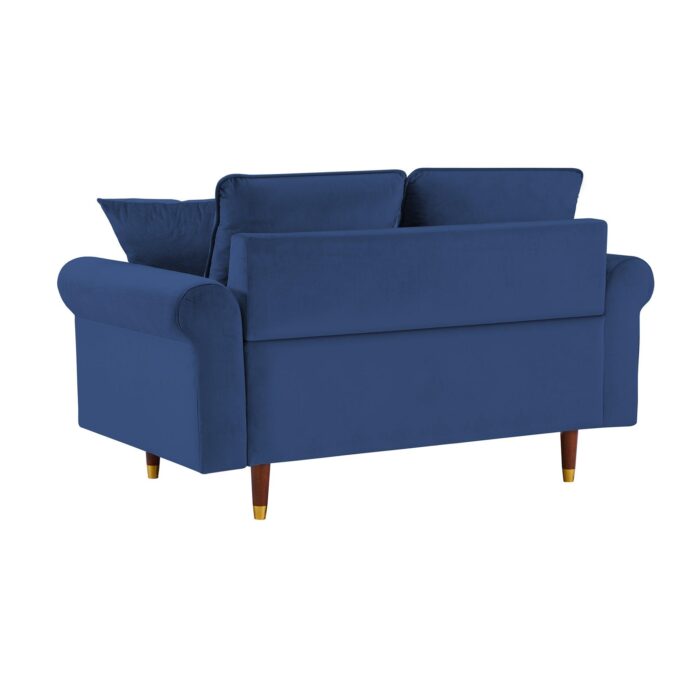 WIIS' IDEA™ Modern Velvet Loveseat Sofa With Wood Legs - Blue