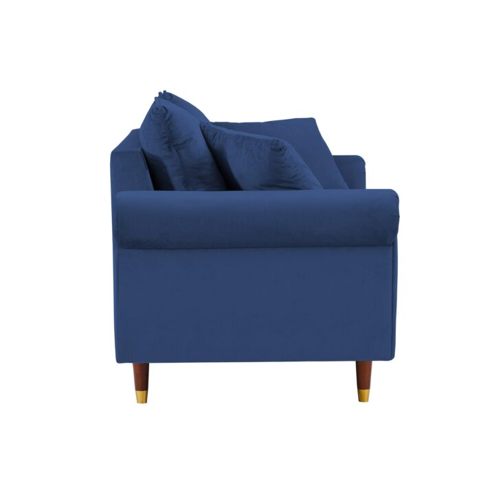 WIIS' IDEA™ Modern Velvet Loveseat Sofa With Wood Legs - Blue