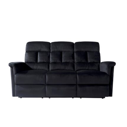 WIIS' IDEA™  Modern Velvet Reclining 3 Seaters Sofa - Black