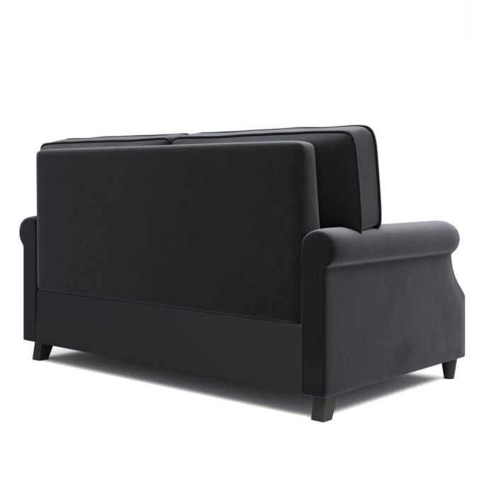 WIIS' IDEA™ Modern Velvet Rolled Arm Loveseat Sofa Upholstered With Deep Seat - Black