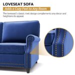 WIIS' IDEA™ Modern Velvet Rolled Arm Loveseat Sofa Upholstered With Deep Seat - Blue