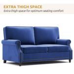 WIIS' IDEA™ Modern Velvet Rolled Arm Loveseat Sofa Upholstered With Deep Seat - Blue