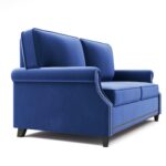 WIIS' IDEA™ Modern Velvet Rolled Arm Loveseat Sofa Upholstered With Deep Seat - Blue