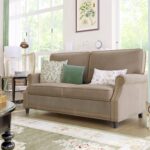 WIIS' IDEA™ Modern Velvet Rolled Arm Loveseat Sofa Upholstered With Deep Seat - Camel