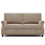 WIIS' IDEA™ Modern Velvet Rolled Arm Loveseat Sofa Upholstered With Deep Seat - Camel