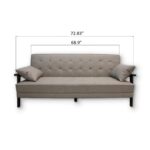 WIIS' IDEA™ Natural Fiber Leather Sofa Bed With Wood Armrest - Beige