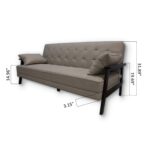 WIIS' IDEA™ Natural Fiber Leather Sofa Bed With Wood Armrest - Beige