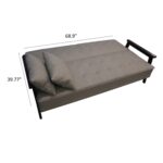 WIIS' IDEA™ Natural Fiber Leather Sofa Bed With Wood Armrest - Beige