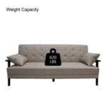 WIIS' IDEA™ Natural Fiber Leather Sofa Bed With Wood Armrest - Beige