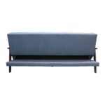 WIIS' IDEA™ Natural Fiber Leather Sofa Bed With Wood Armrest - Dark Blue