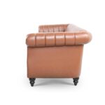 WIIS' IDEA™ PU Leather Chesterfield 3 Seaters Sofa With Rolled Arm - Brown