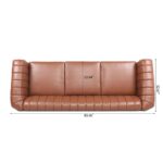 WIIS' IDEA™ PU Leather Chesterfield 3 Seaters Sofa With Rolled Arm - Brown